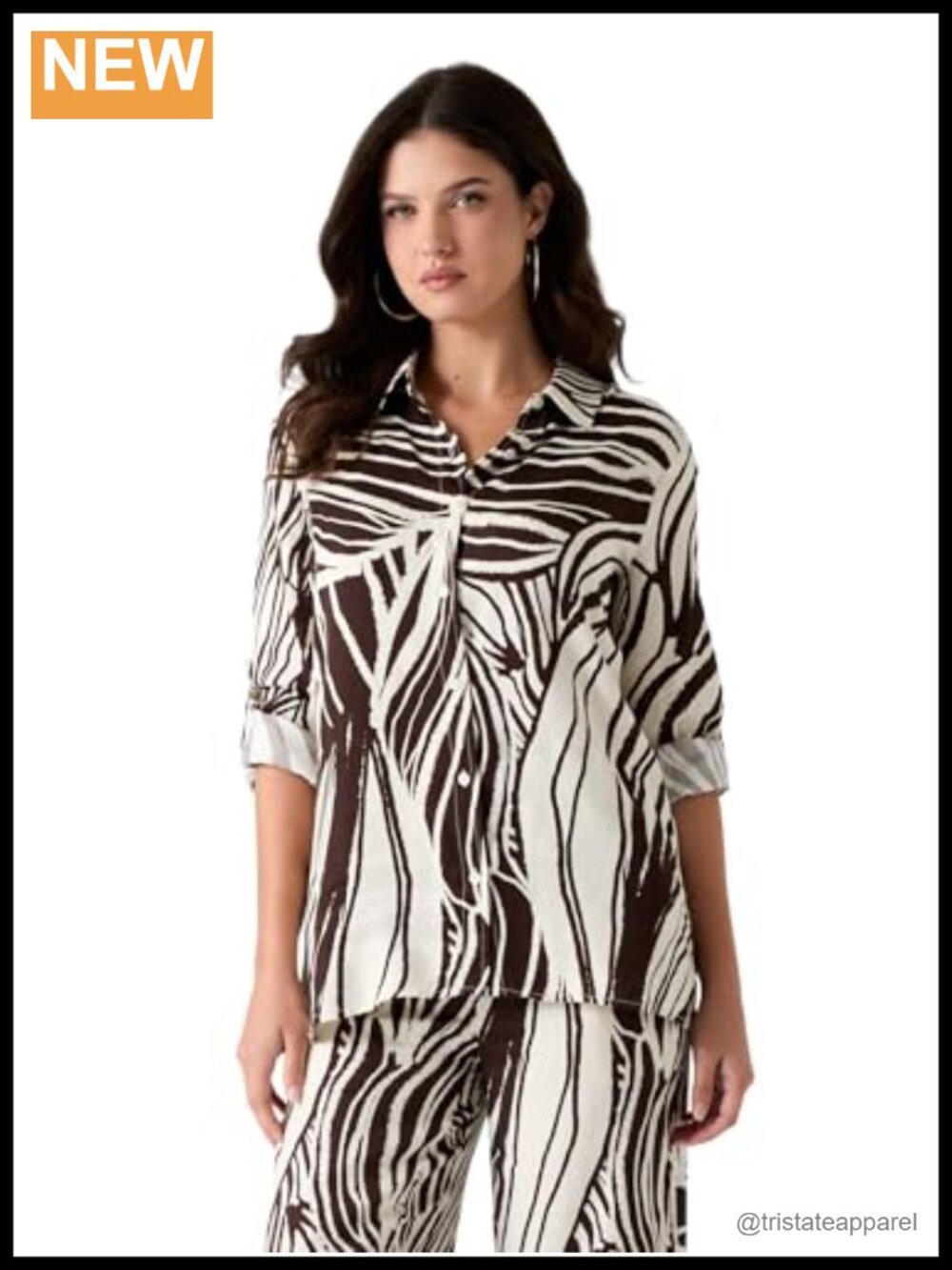Eco Viscose Rayon Women's Relaxed Button Down Long Sleeve Shirt